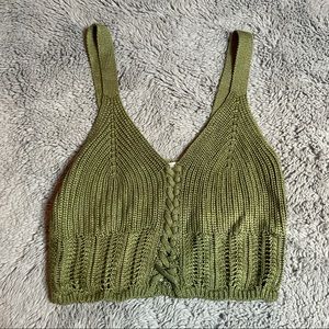 Olive green crochet crop top